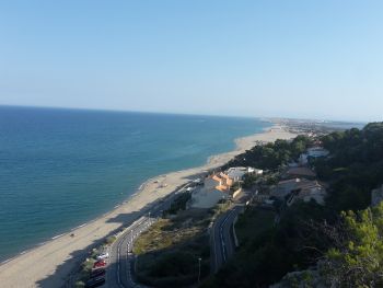 Blick zur&uuml;ck &uuml;ber Leucate Plage zu Oasis